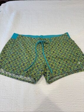 Columbia Women’s Teal and Multi-Color Printed Board  Shorts
Size L